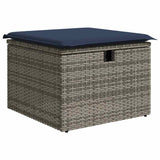 7 Piece Garden Sofa Set With Cushions Black Poly Rattan Acacia