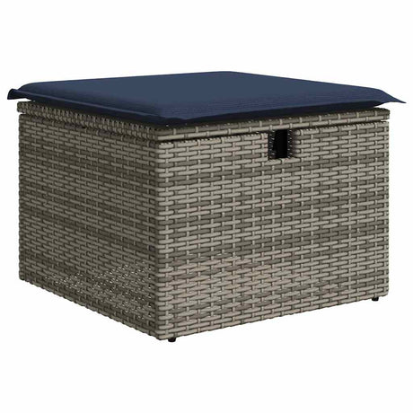 7 Piece Garden Sofa Set With Cushions Black Poly Rattan Acacia