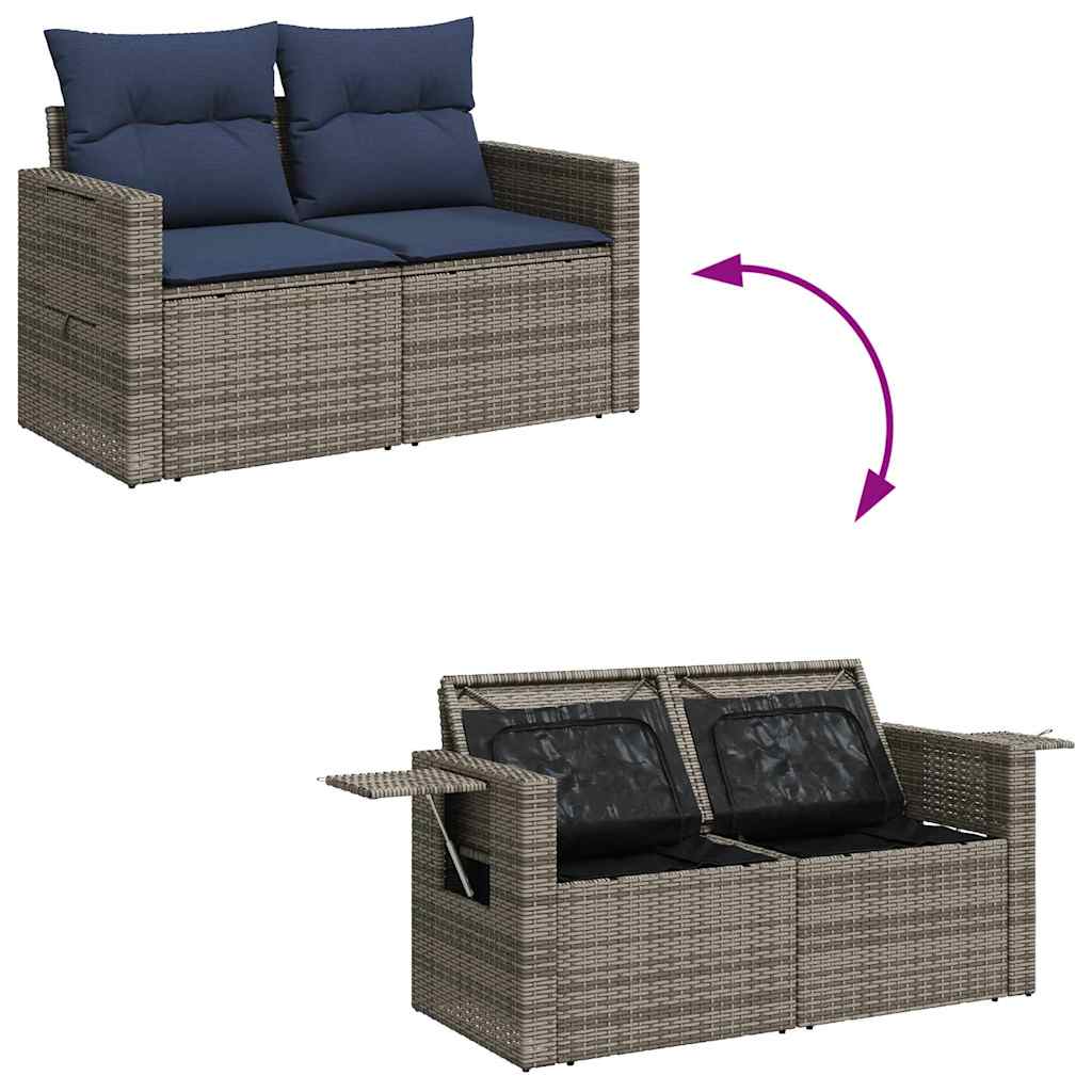 8 Piece Garden Sofa Set With Cushions Poly Rattan Acacia