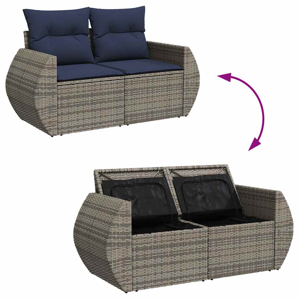 6 Piece Garden Sofa Set With Cushions Poly Rattan Acacia