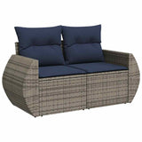 8 Piece Garden Sofa Set With Cushions Poly Rattan Acacia