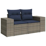 6 Piece Garden Sofa Set With Cushions Black Poly Rattan Acacia