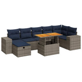 8 Piece Garden Sofa Set With Cushions Poly Rattan Acacia