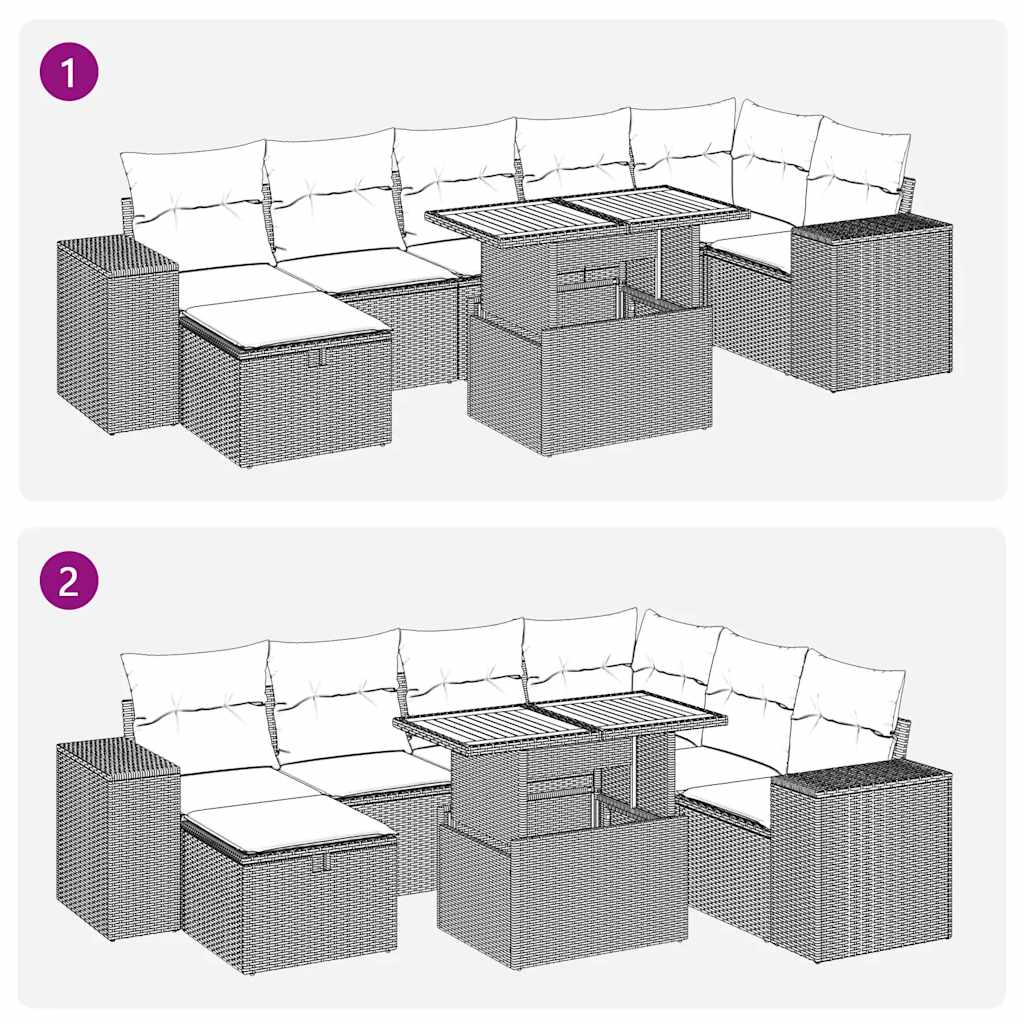 8 Piece Garden Sofa Set With Cushions Poly Rattan Acacia