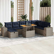 9 Piece Garden Sofa Set With Cushions Poly Rattan Acacia