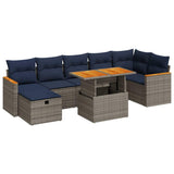 8 Piece Garden Sofa Set With Cushions Brown Poly Rattan Acacia