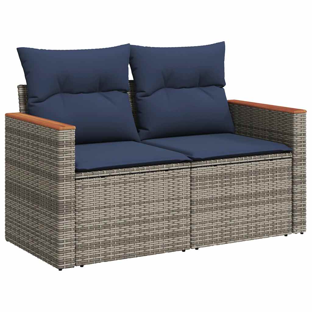 8 Piece Garden Sofa Set With Cushions Brown Poly Rattan Acacia