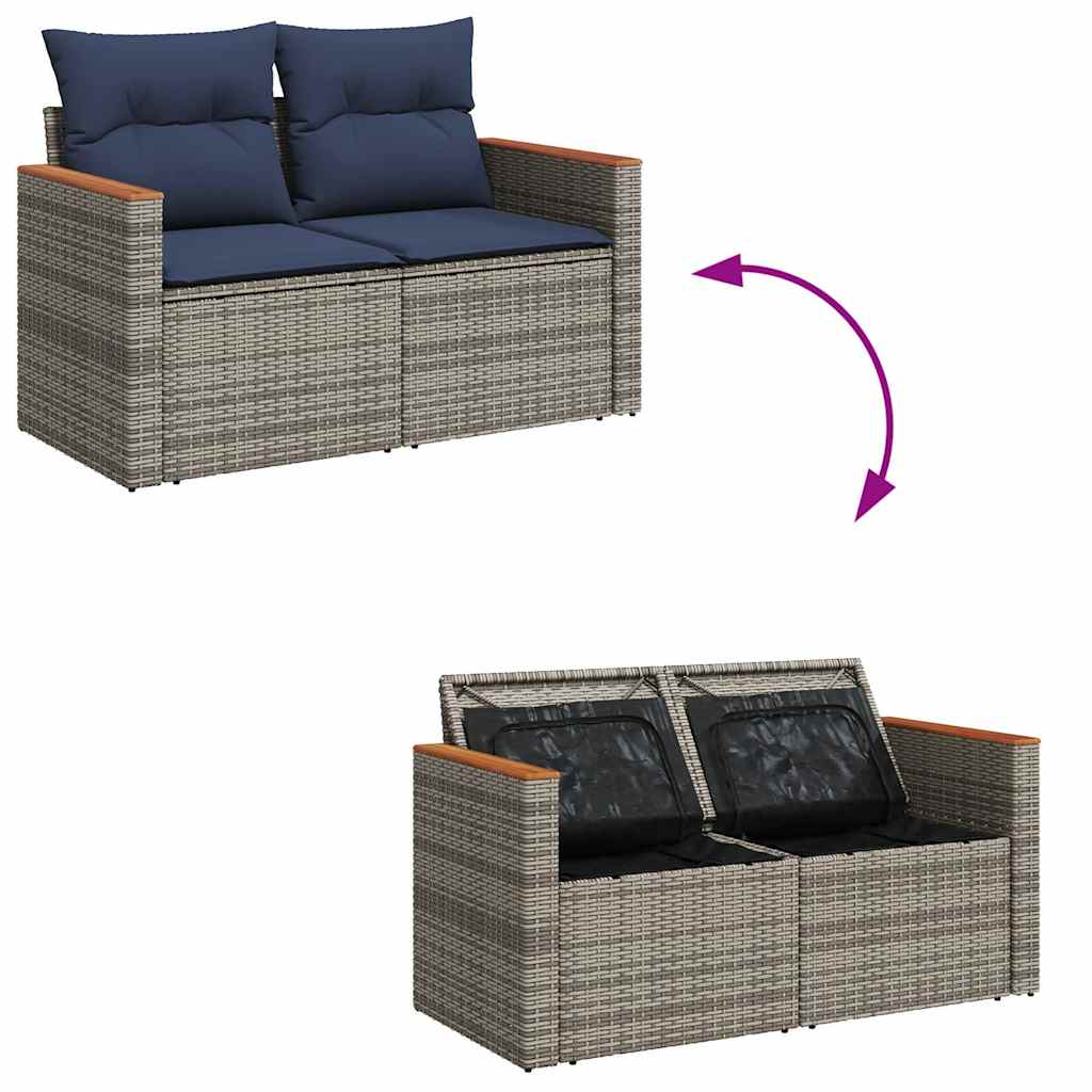 8 Piece Garden Sofa Set With Cushions Brown Poly Rattan Acacia