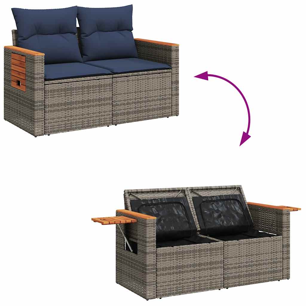 8 Piece Garden Sofa Set With Cushions Brown Poly Rattan Acacia