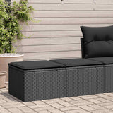 2 Piece Garden Sofa Set With Cushions Black Poly Rattan Acacia