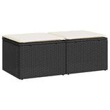 2 Piece Garden Sofa Set With Cushions Black Poly Rattan Acacia