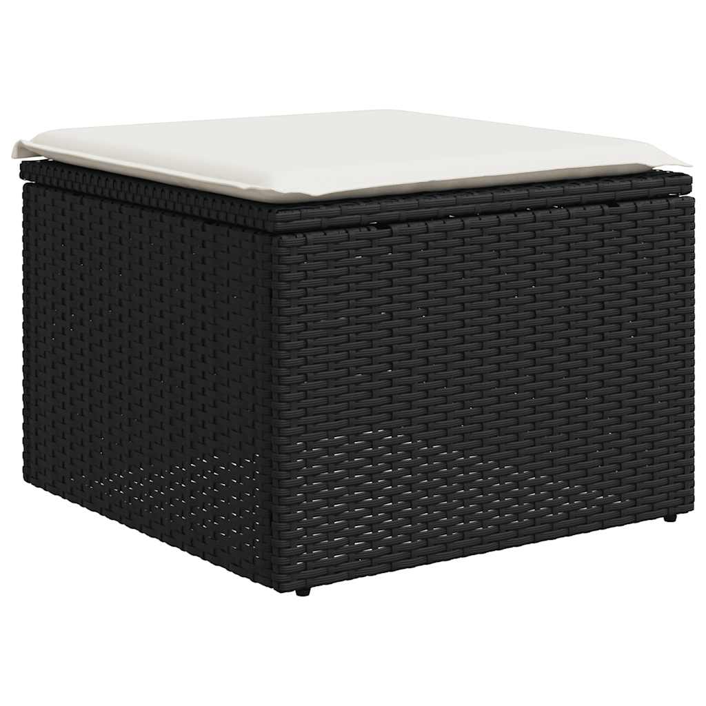 2 Piece Garden Sofa Set With Cushions Black Poly Rattan Acacia