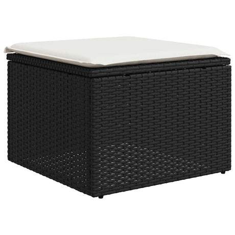 2 Piece Garden Sofa Set With Cushions Black Poly Rattan Acacia