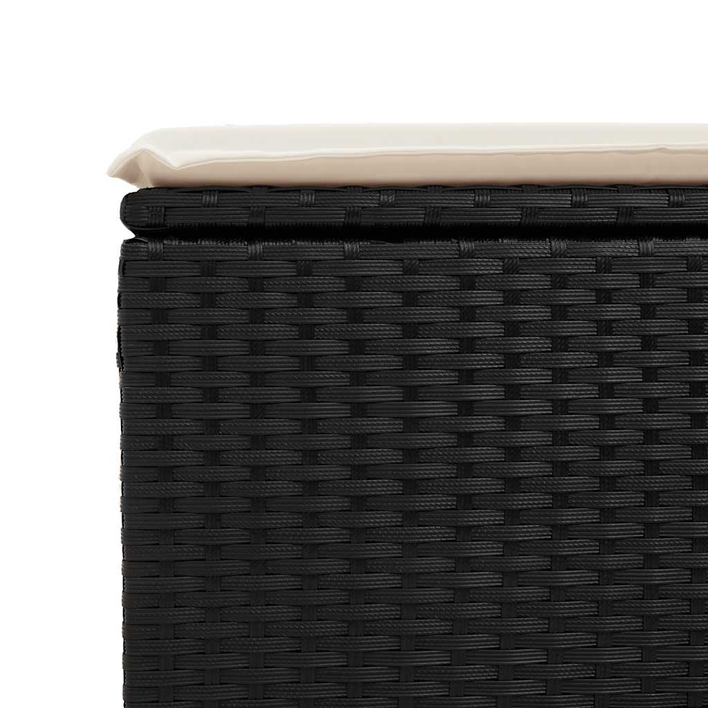 2 Piece Garden Sofa Set With Cushions Black Poly Rattan Acacia