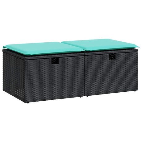 2 Piece Garden Sofa Set With Cushions Poly Rattan Acacia