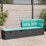 2 Piece Garden Sofa Set With Cushions Poly Rattan Acacia