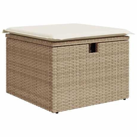 2 Piece Garden Sofa Set With Cushions Beige Poly Rattan Acacia