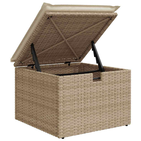 2 Piece Garden Sofa Set With Cushions Beige Poly Rattan Acacia
