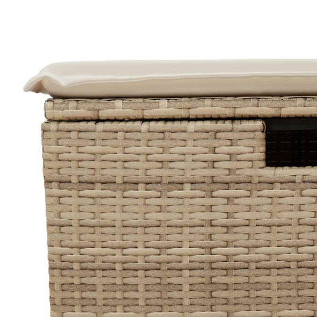 2 Piece Garden Sofa Set With Cushions Beige Poly Rattan Acacia