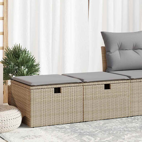 2 Piece Garden Sofa Set With Cushions Beige Poly Rattan Acacia