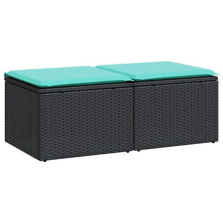 2 Piece Garden Sofa Set With Cushions Poly Rattan Acacia