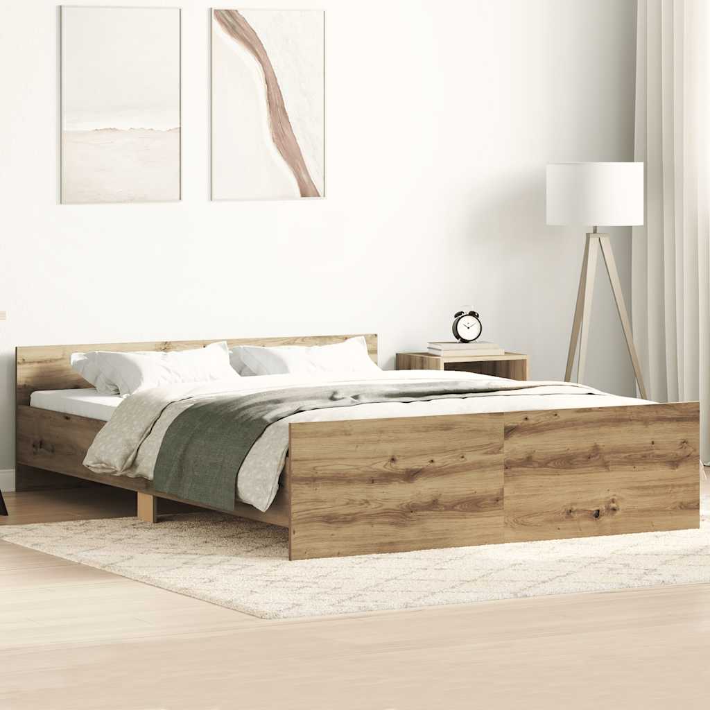 Bed Frame without Mattress Artisan Oak 135x190cm Engineered Wood