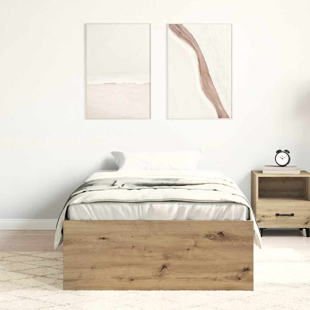 Bed Frame without Mattress Artisan Oak 90x200cm Engineered Wood