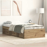 Bed Frame without Mattress Artisan Oak 90x200cm Engineered Wood