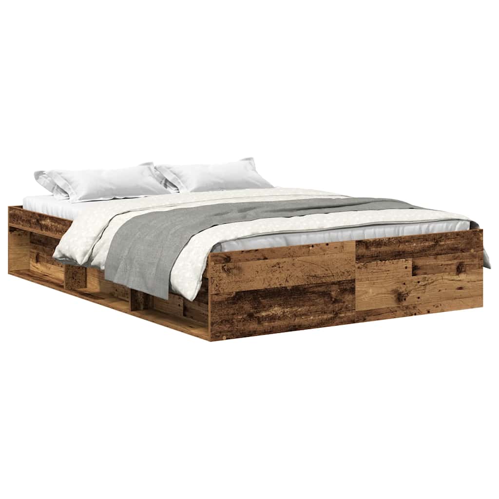 Bed Frame without Mattress Old Wood 140x190cm Engineered Wood