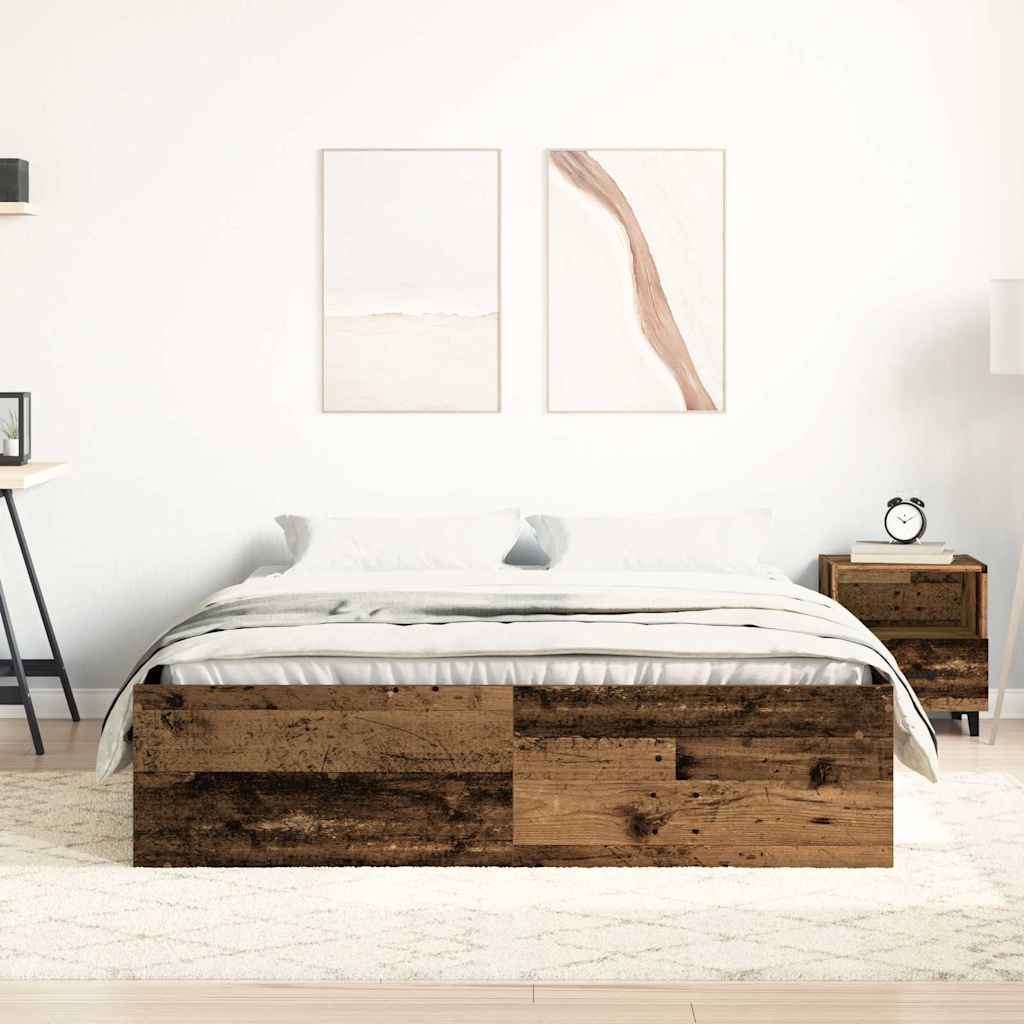 Bed Frame without Mattress Old Wood 140x190cm Engineered Wood
