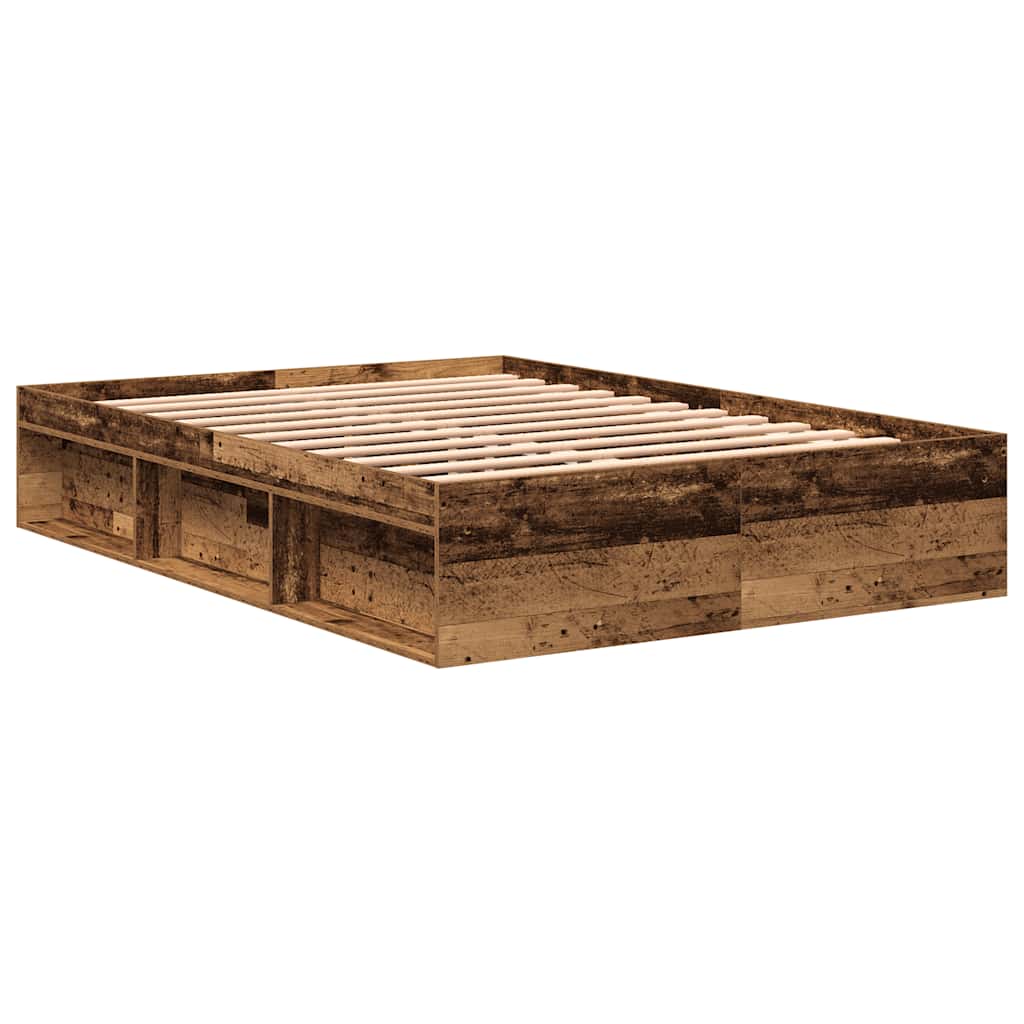Bed Frame without Mattress Old Wood 140x190cm Engineered Wood