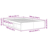 Bed Frame without Mattress Old Wood 140x190cm Engineered Wood