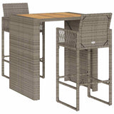 3 Piece Garden Bar Set Without Cushions Poly Rattan Acacia