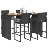 3 Piece Garden Bar Set Without Cushions Poly Rattan Acacia