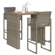 5 Piece Garden Bar Set With Cushions Poly Rattan Acacia
