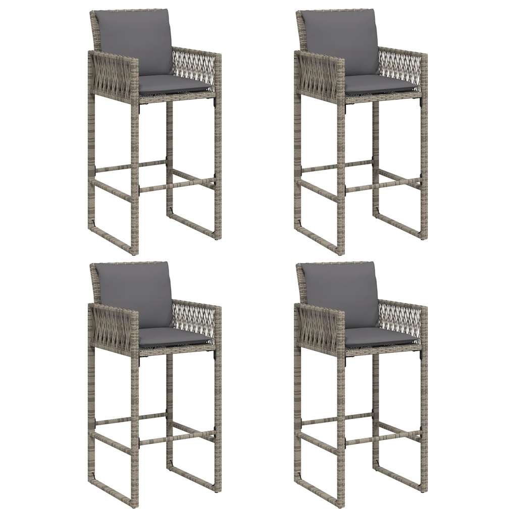 5 Piece Garden Bar Set With Cushions Poly Rattan Acacia