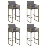 5 Piece Garden Bar Set With Cushions Poly Rattan Acacia