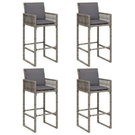 5 Piece Garden Bar Set With Cushions Poly Rattan Acacia