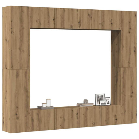 8 Piece Tv Cabinet Set Wall-Mounted Engineered Wood,  Tv Stand 80X30X30 Cm Made Of Engineered Wood,  Wall-Mounted Tv Cabinets - 2 Pcs , 30.5X30X90 Cm, Made From Engineered Wood