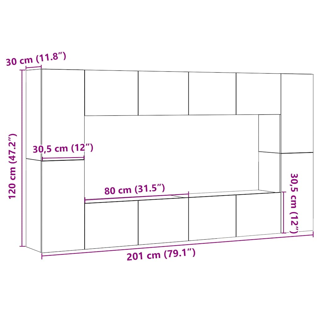 Wall Mounted Tv Cabinets 8 Pcs Engineered Wood