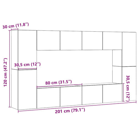Wall Mounted Tv Cabinets 8 Pcs Engineered Wood