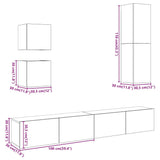 5 Piece Tv Cabinet Set Wall-Mounted Old Wood Engineered Wood