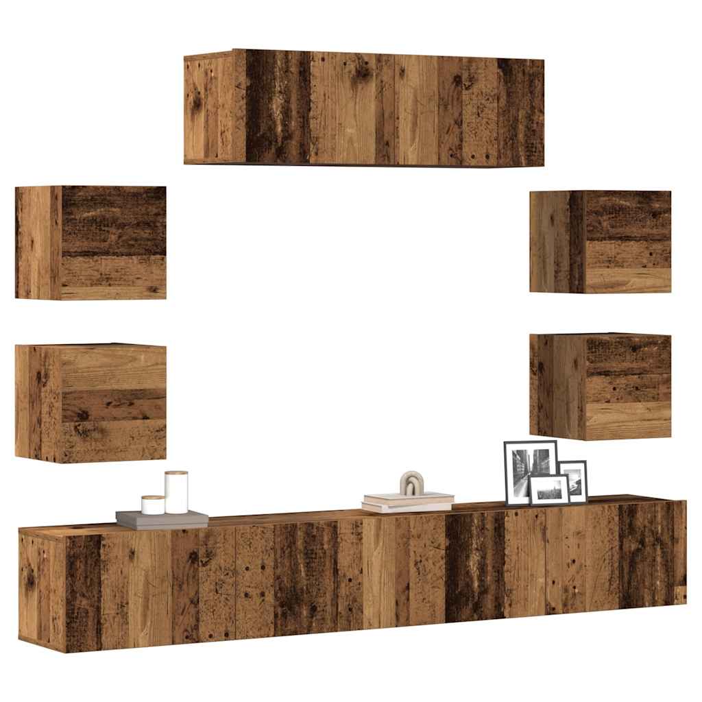 7 Piece Tv Cabinet Set Engineered Wood
