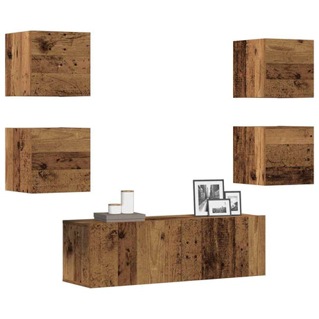 6 Piece Tv Cabinet Set Engineered Wood