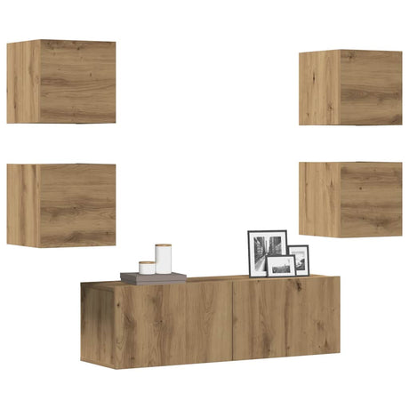 6 Piece Tv Cabinet Set Engineered Wood