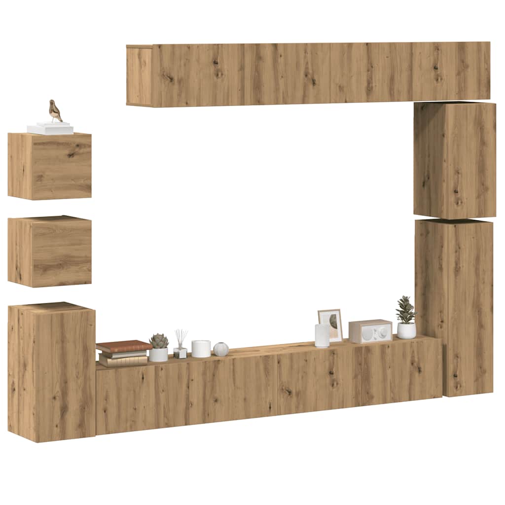 9 Piece Tv Cabinet Set Engineered Wood