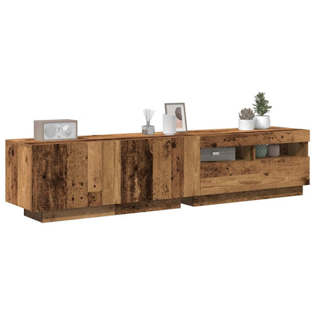 2 Piece Tv Cabinet Set With Led Lights Engineered Wood