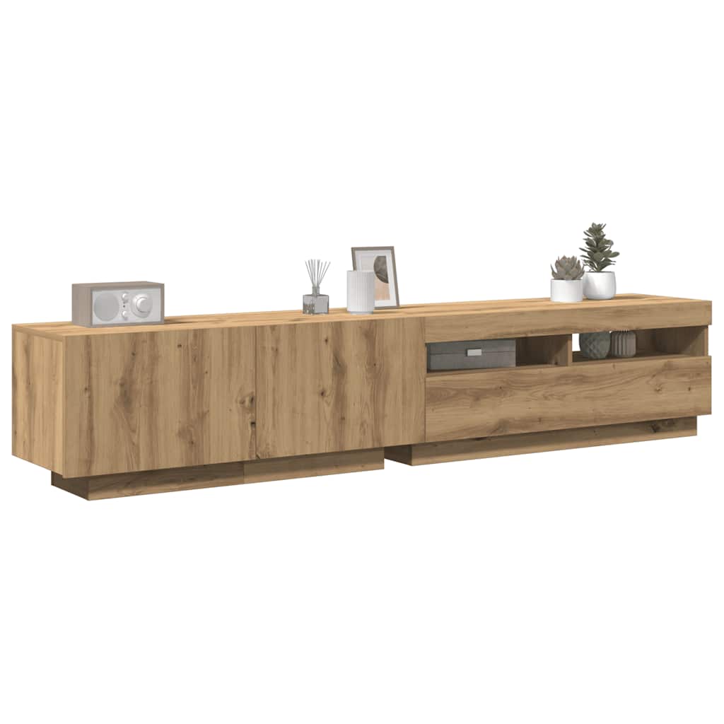 2 Piece Tv Cabinet Set With Led Lights Engineered Wood