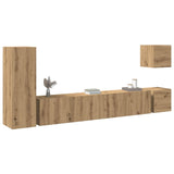 5 Piece Tv Cabinet Set Wall-Mounted Artisan Oak Engineered Wood