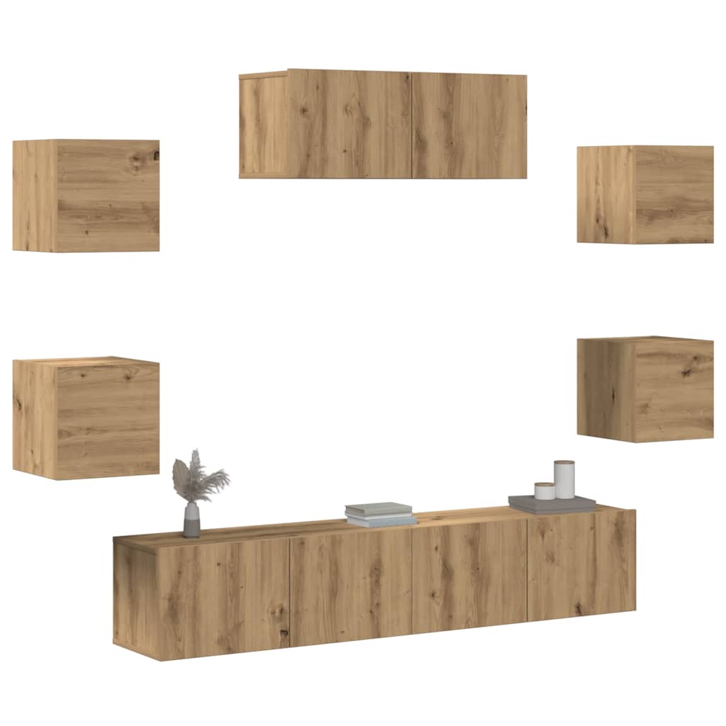 7 Piece Tv Cabinet Set Engineered Wood